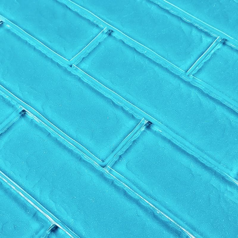 Moonscape Turquoise 2x6 Glass Mosaic 12"x12" Pool Tile - Image 2