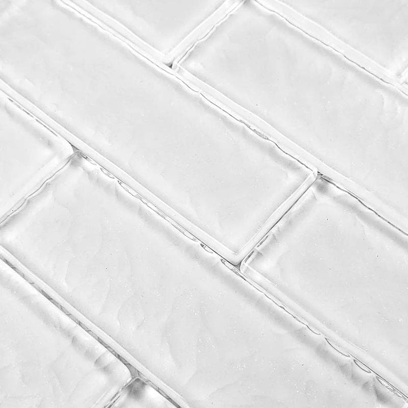 Moonscape White 2x6 Glass Mosaic 12"x12" Pool Tile - Image 2