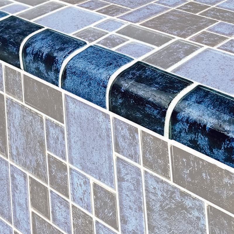 Nightfall Trim Azure Black Glass Bullnose Pool Tile (Covering 1 Linear Foot) - Image 1