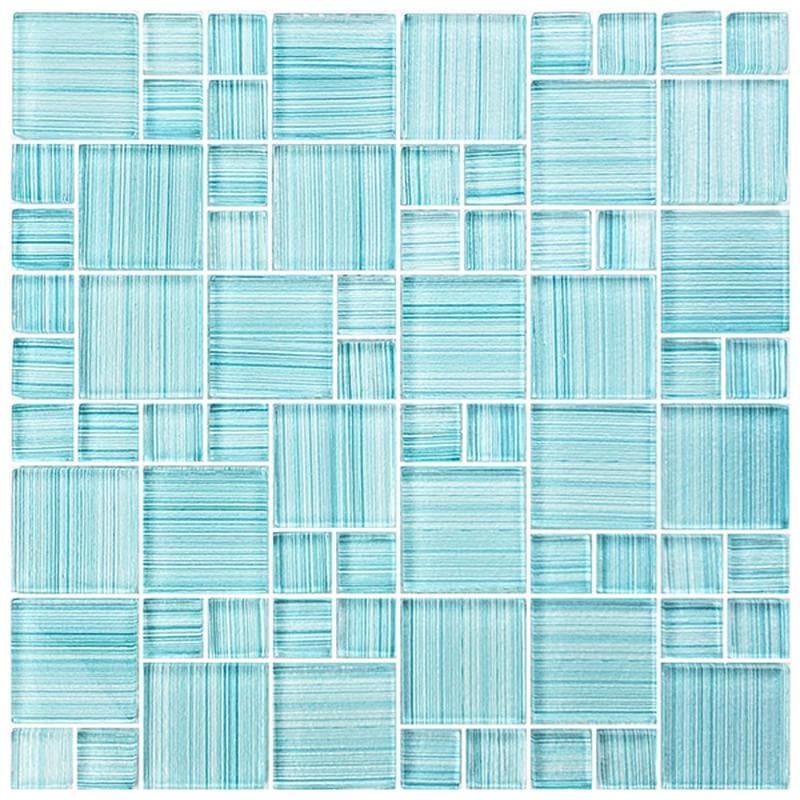 Watercolors Seafoam Blend Mixed Glass Mosaic 12"x12" Pool Tile - Image 1