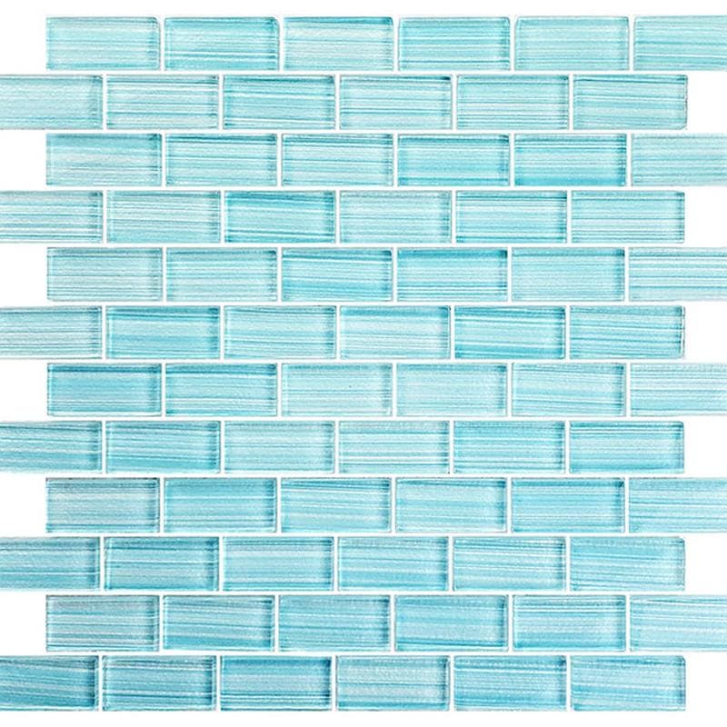 Watercolors Seafoam Blend 1x2 Glass Mosaic 12"x12" Pool Tile - Image 1