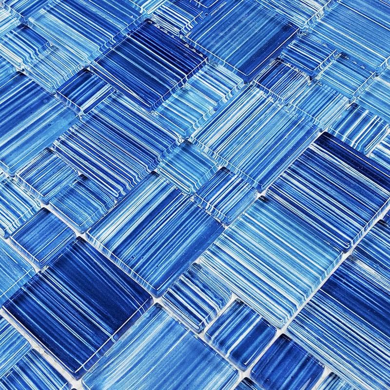 Watercolors Caribbean Blue Blend Mixed Glass Mosaic 12"x12" Pool Tile - Image 2