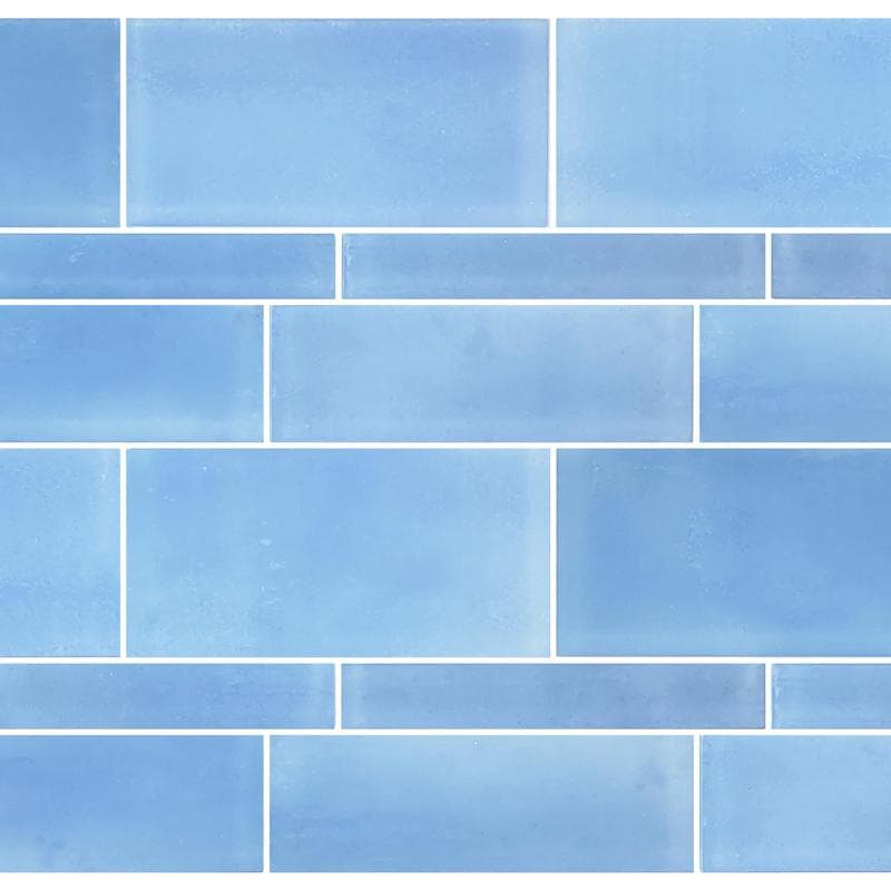 Sea Glass Tumbled Blue Mixed Glass Mosaic 12"x12" Pool Tile - Image 2