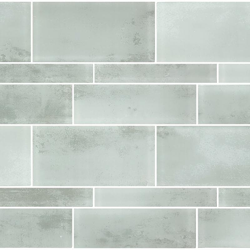 Sea Glass Tumbled Gray Mixed Glass Mosaic 12"x12" Pool Tile - Image 1