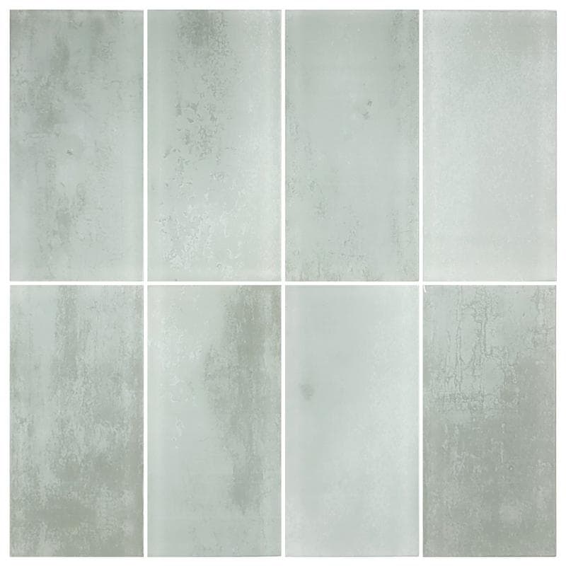 Sea Glass Tumbled Gray 3x6 Glass Mosaic 12"x12" Pool Tile - Image 1