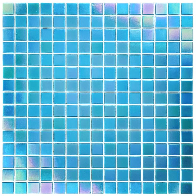 Venetian Caribbean Blue Iridescent 3/4x3/4 Glass Mosaic 12 7/8" x 12 7/8" Pool Tile - Image 1