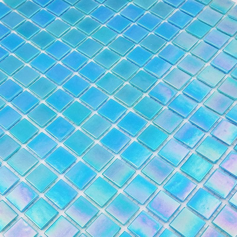 Venetian Caribbean Blue Iridescent 3/4x3/4 Glass Mosaic 12 7/8" x 12 7/8" Pool Tile - Image 2