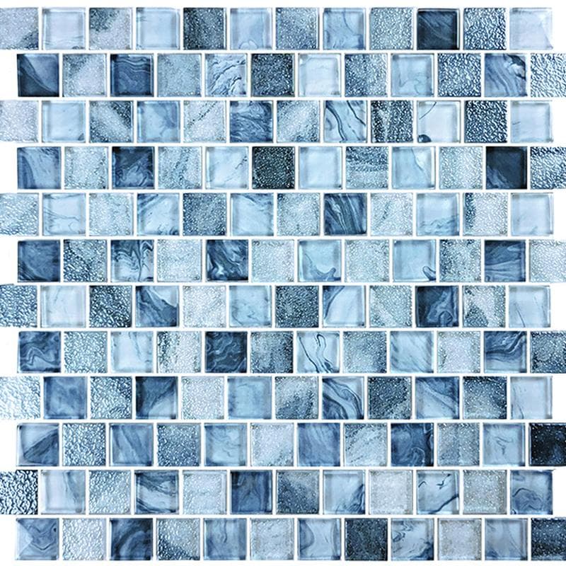 Signature Arctic Blue 1x1 Glass Mosaic 12"x12" Pool Tile - Image 1
