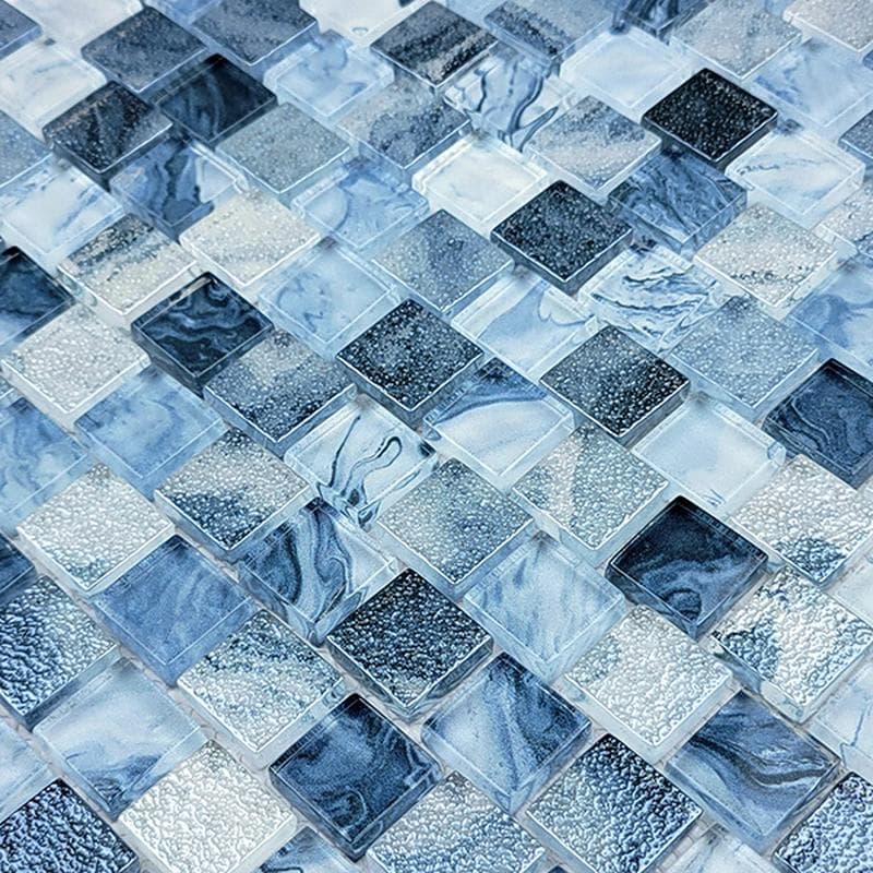 Signature Arctic Blue 1x1 Glass Mosaic 12"x12" Pool Tile - Image 2