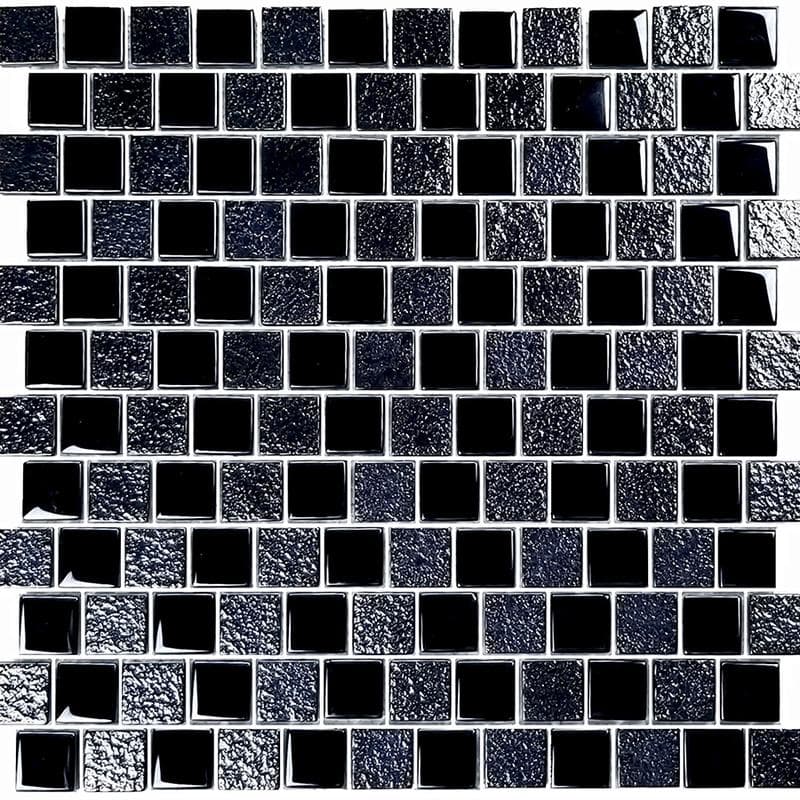 Signature Black 1x1 Glass Mosaic 12"x12" Pool Tile - Image 1