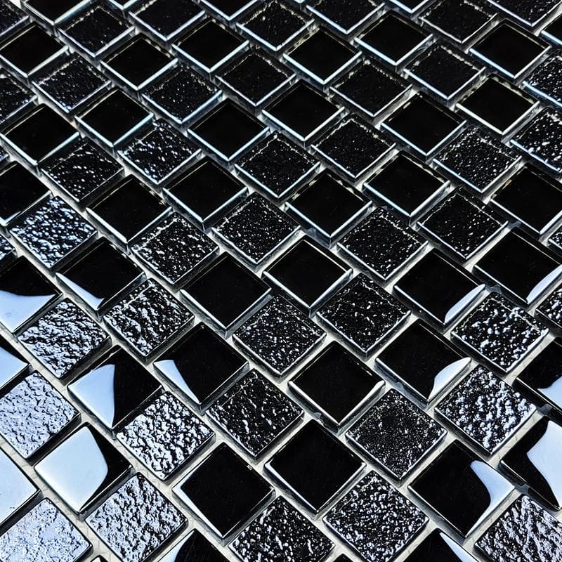 Signature Black 1x1 Glass Mosaic 12"x12" Pool Tile - Image 2