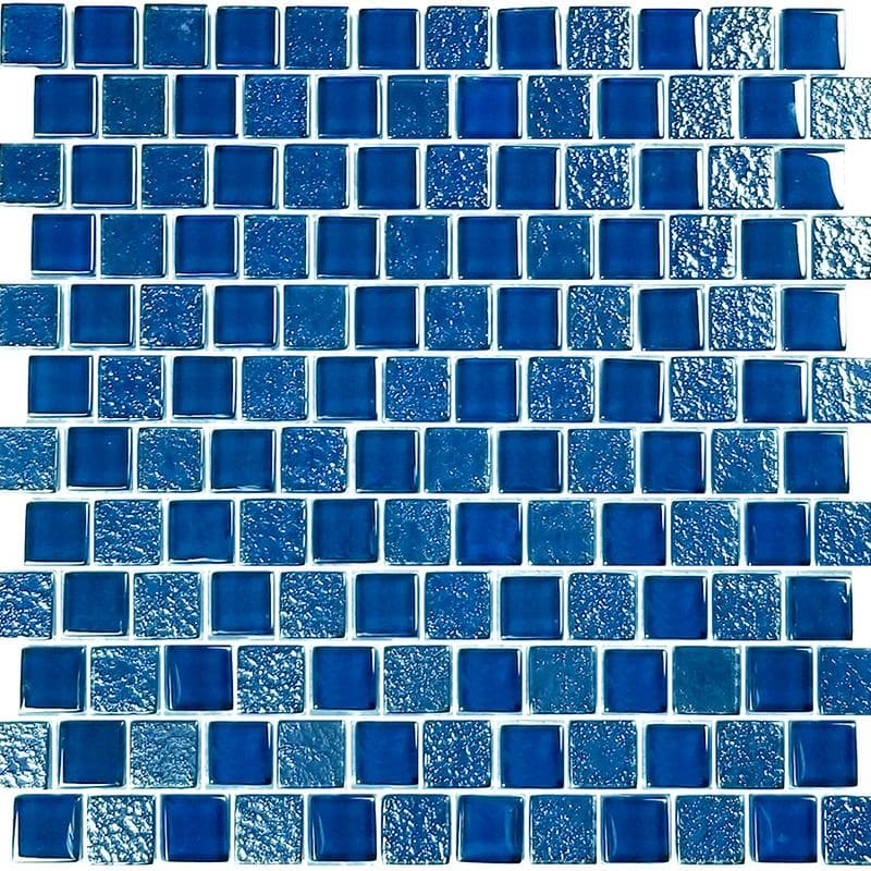 Signature Blue 1x1 Glass Mosaic 12"x12" Pool Tile - Image 1