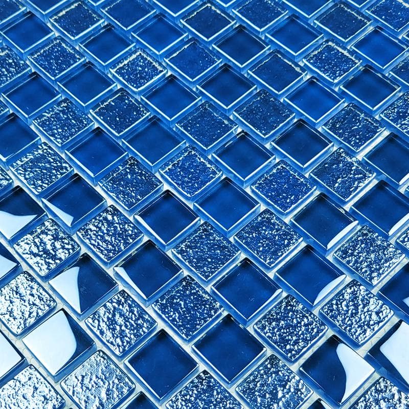 Signature Blue 1x1 Glass Mosaic 12"x12" Pool Tile - Image 2