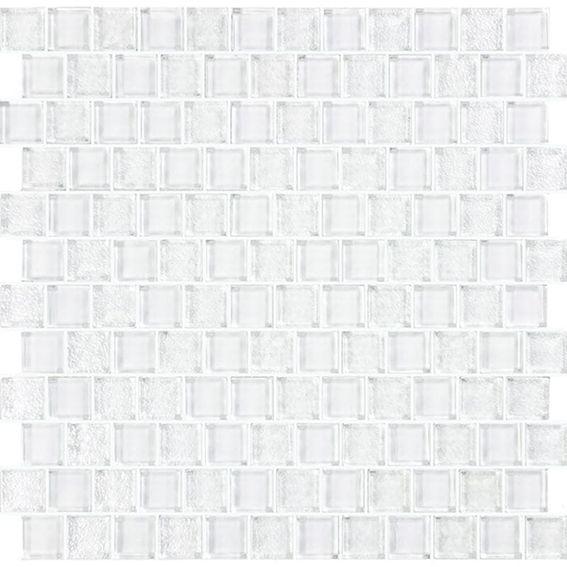 Signature Bright White 1x1 Glass Mosaic 12"x12" Pool Tile - Image 1