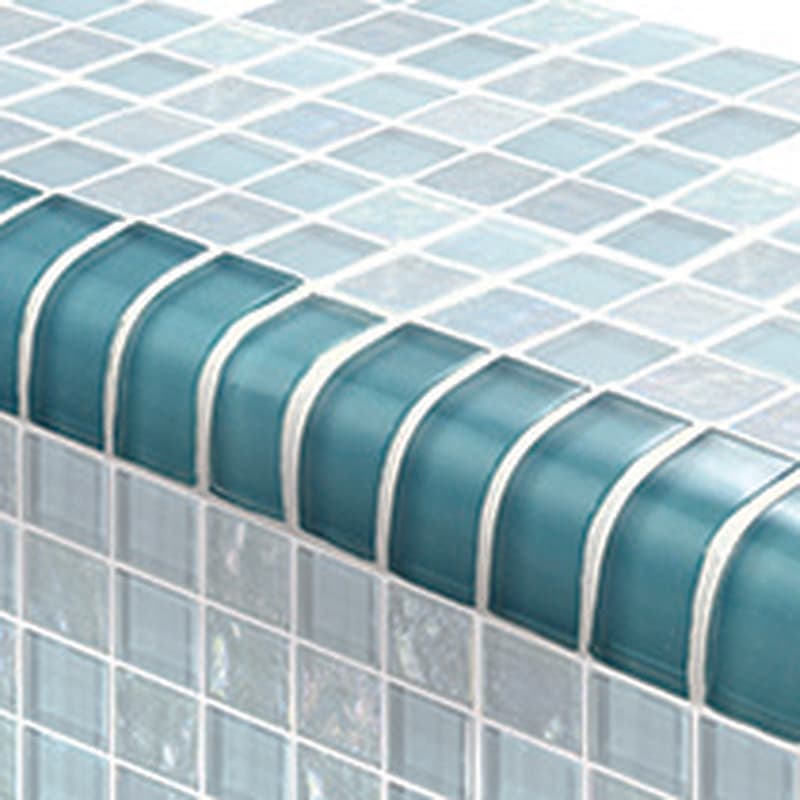 Twilight Trim Turquoise 1x2 Glass Bullnose Pool Tile (Covering 1 Linear Foot) - Image 1