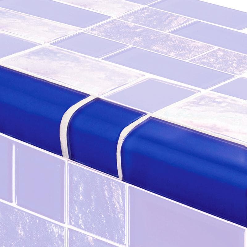 Twilight Trim Royal Blue Mixed Glass Bullnose Pool Tile (Covering 1 Linear Foot) - Image 1