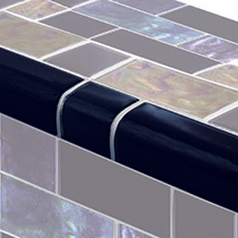 Twilight Trim Black Mixed Glass Bullnose Pool Tile (Covering 1 Linear Foot) - Image 1