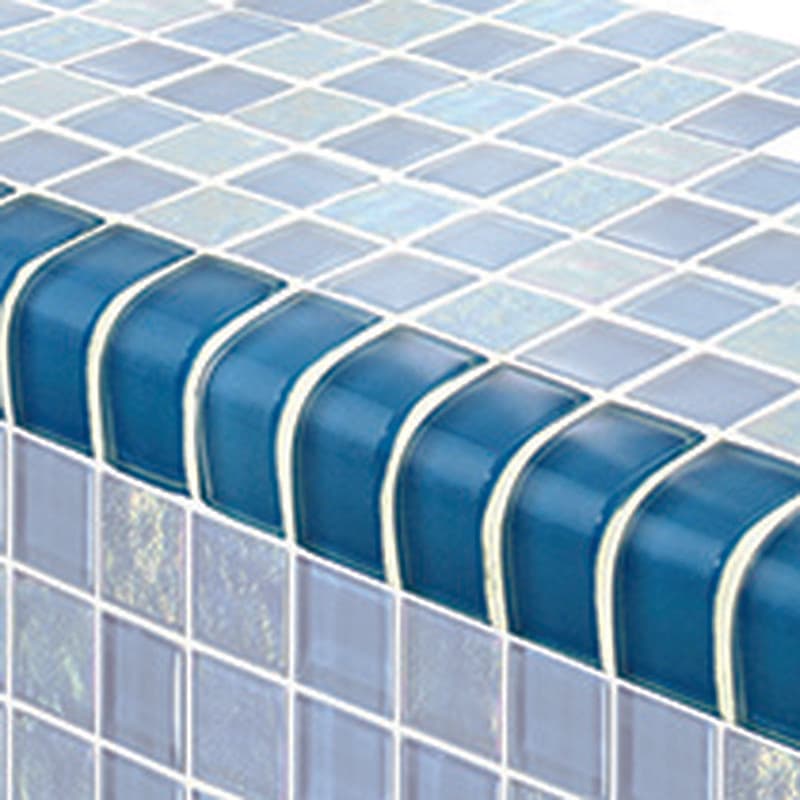 Twilight Trim Azure 1x2 Glass Bullnose Pool Tile (Covering 1 Linear Foot) - Image 1