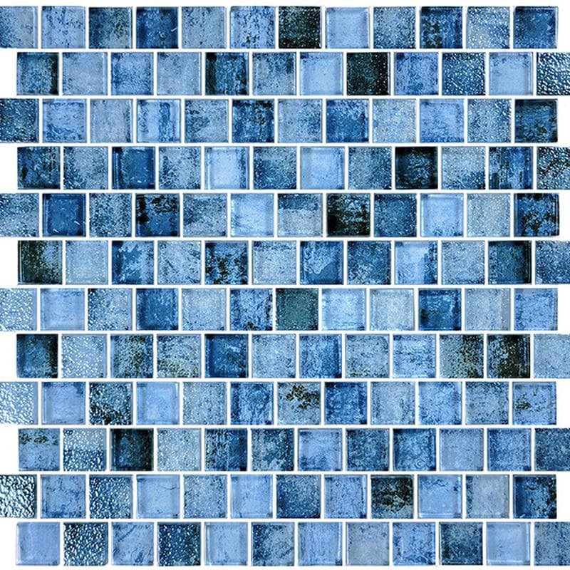 Signature Shadow Blue 1x1 Glass Mosaic 12"x12" Pool Tile - Image 1