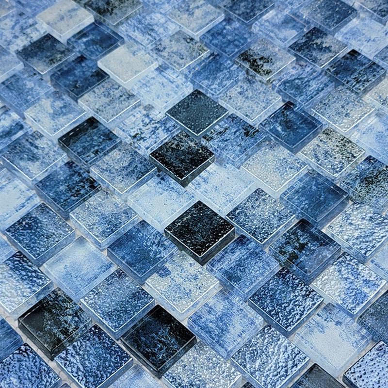 Signature Shadow Blue 1x1 Glass Mosaic 12"x12" Pool Tile - Image 2