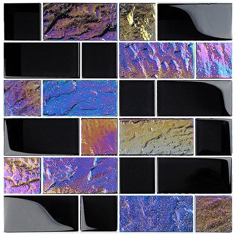 Twilight Black Mixed Glass Mosaic 12"x12" Pool Tile - Image 1