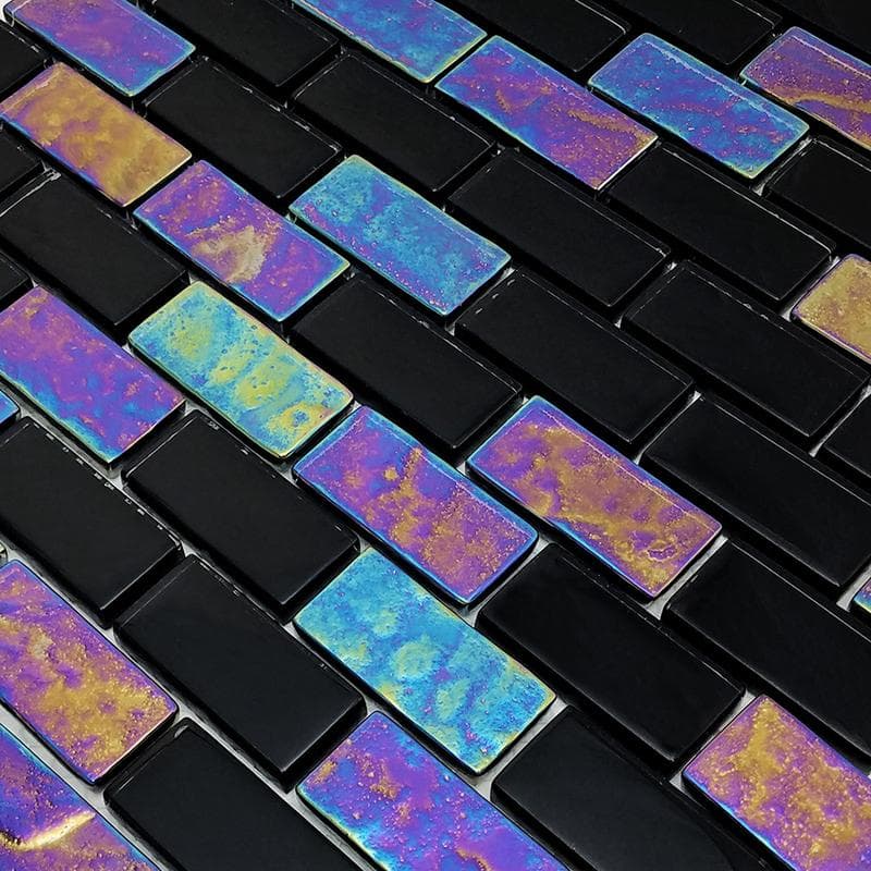 Twilight Black 1x2 Glass Mosaic 12"x12" Pool Tile - Image 2