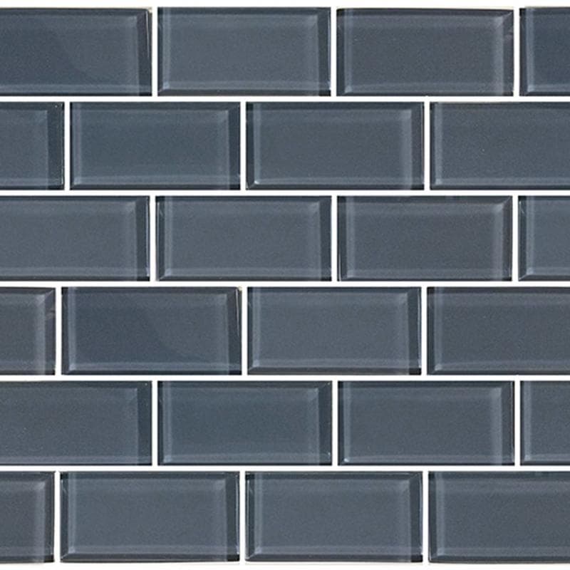 Subway Blue Gray 2x4 Glass Mosaic 12"x12" Pool Tile - Image 1