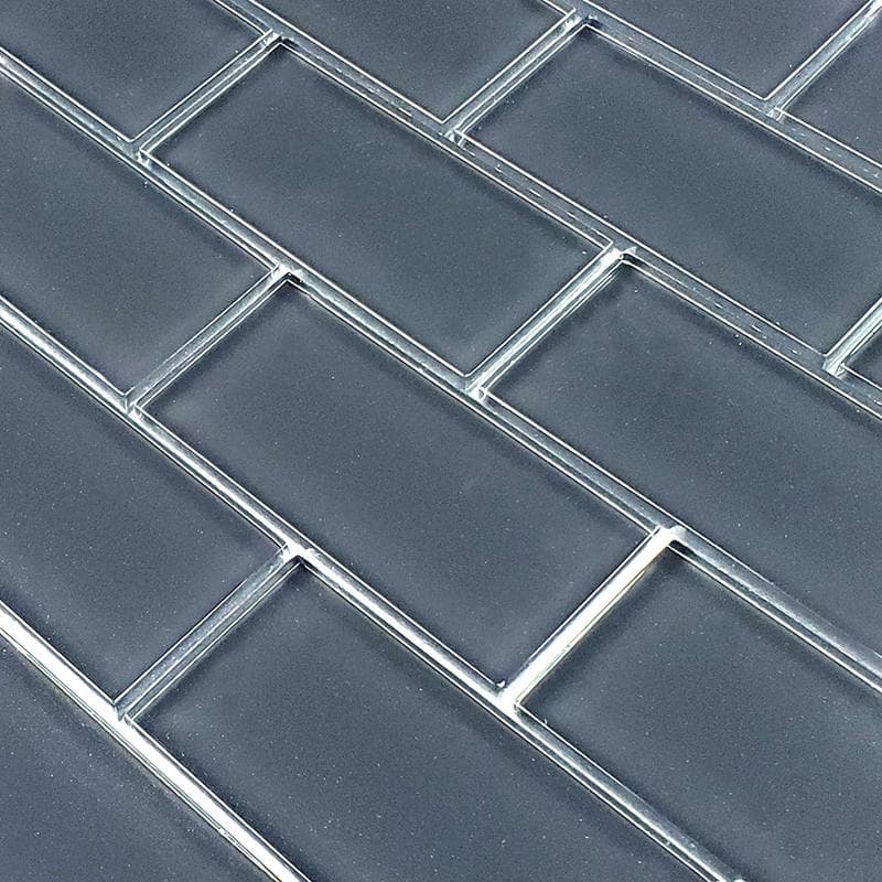Subway Blue Gray 2x4 Glass Mosaic 12"x12" Pool Tile - Image 2