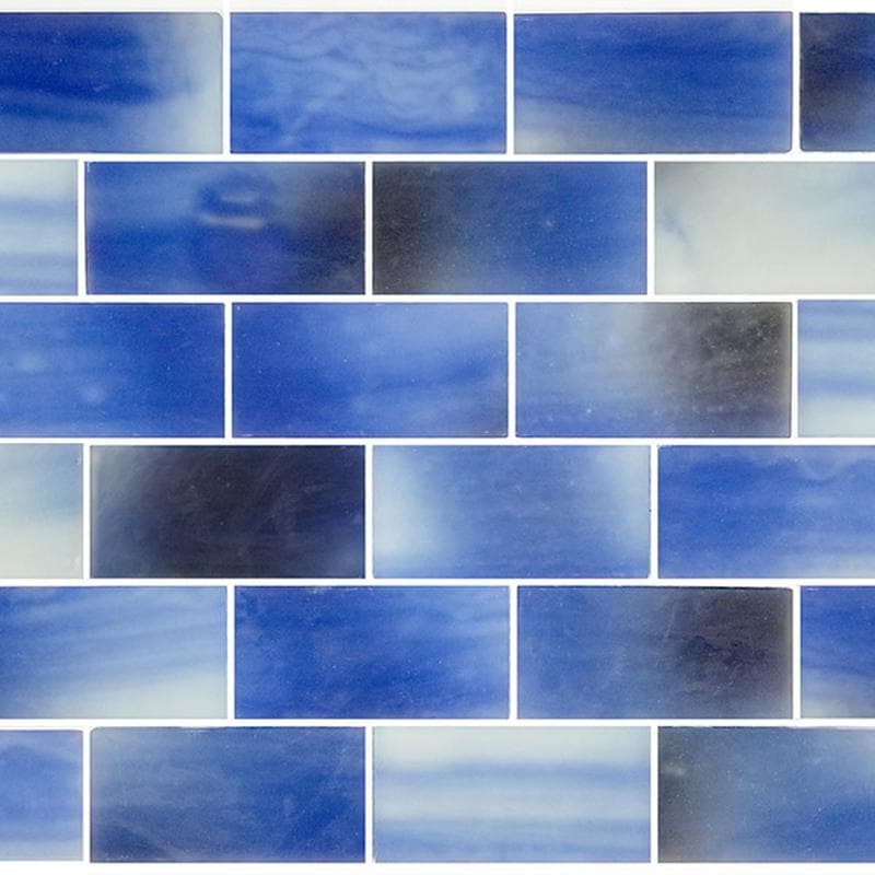 Subway Frosted Sky 2x4 Glass Mosaic 12"x12" Pool Tile - Image 1