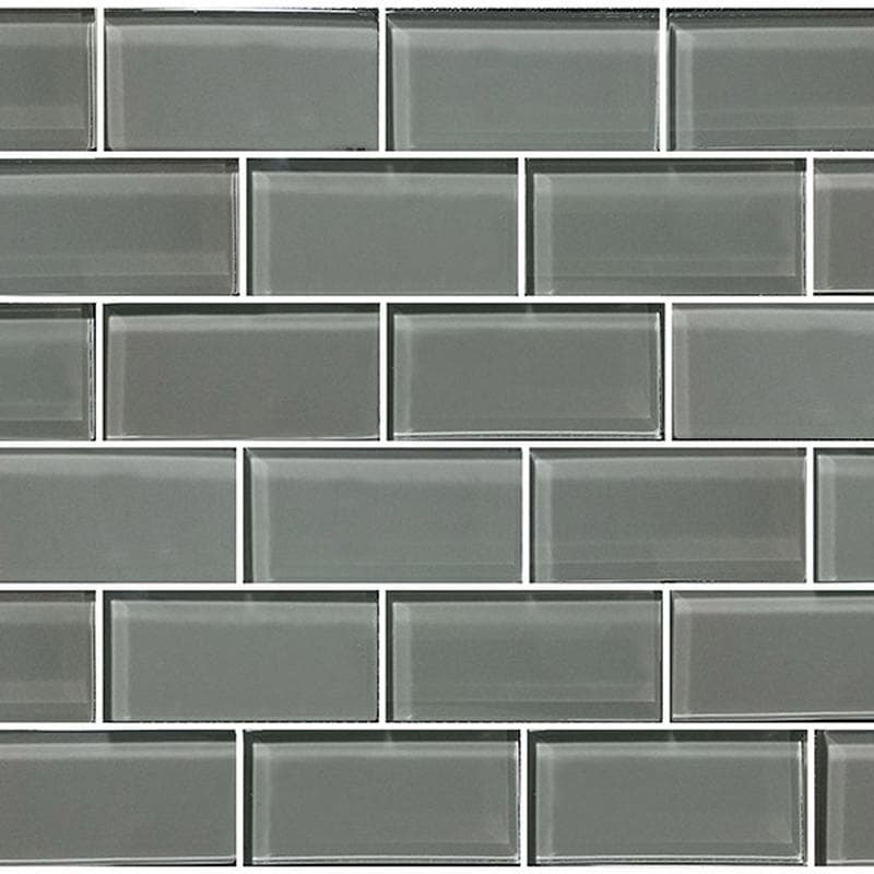 Subway Gray 2x4 Glass Mosaic 12"x12" Pool Tile - Image 1