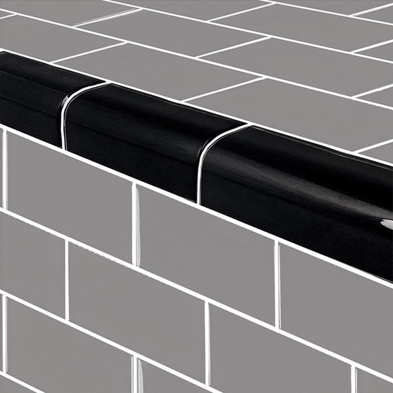 Subway Trim Black Glass Bullnose Pool Tile (Covering 1 Linear Foot) - Image 1