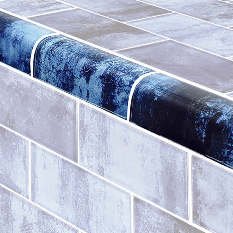 Subway Trim Shadow Blue Glass Bullnose Pool Tile (Covering 1 Linear Foot) - Image 1