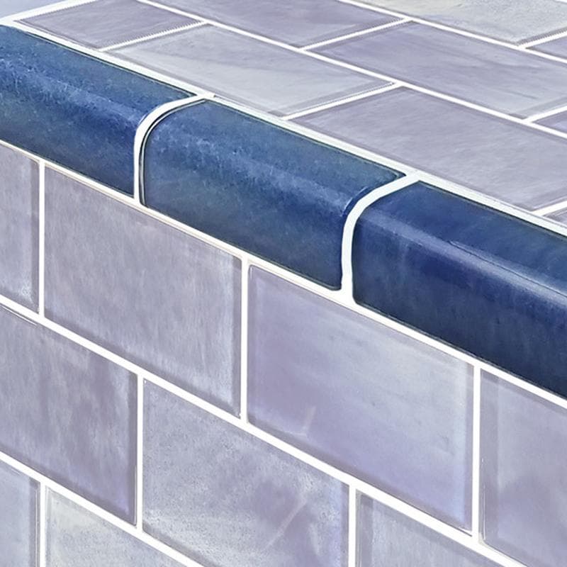 Subway Trim Stratus Blue Glass Bullnose Pool Tile (Covering 1 Linear Foot) - Image 1