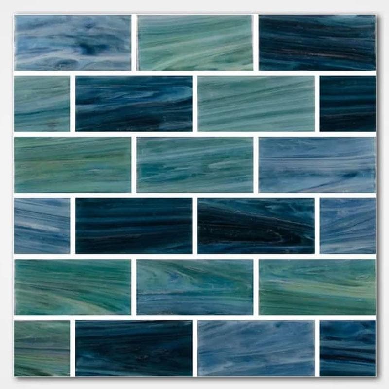 Aquabella North Seas Irish 1x2 Glass Mosaic 12"x12" Pool Tile (NS-1215) - Image 1