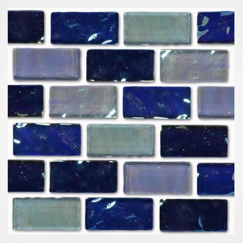 Aquabella Shimmer Bermuda Blend 1x2 Glass Mosaic 12"x12" Pool Tile (SH-1291) - Image 1