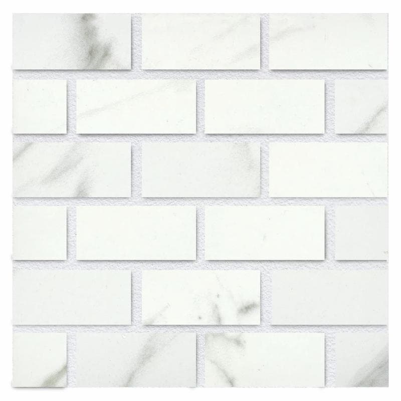 Aquabella Stone Age Calacatta 1x2 Porcelain Mosaic 12"x12" Pool Tile - Image 1