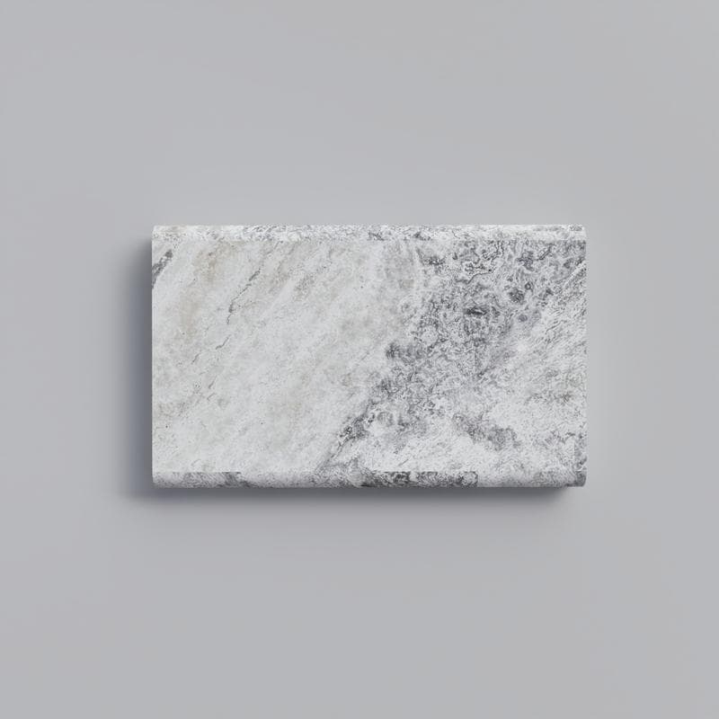 Silver Travertine 5cm Double Bullnose Pool Coping 12x24 - Image 1