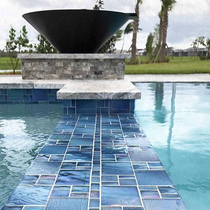 Avalon Blue Mixed Glass Mosaic 12"x12" Pool Tile - Image 5