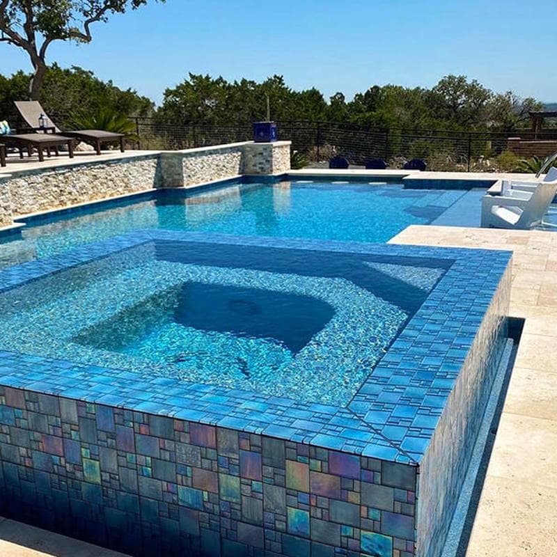 Avalon Blue Mixed Glass Mosaic 12"x12" Pool Tile - Image 3