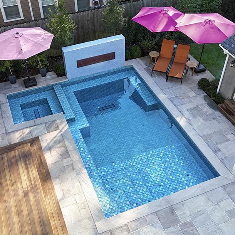 Avalon Blue Mixed Glass Mosaic 12"x12" Pool Tile - Image 6