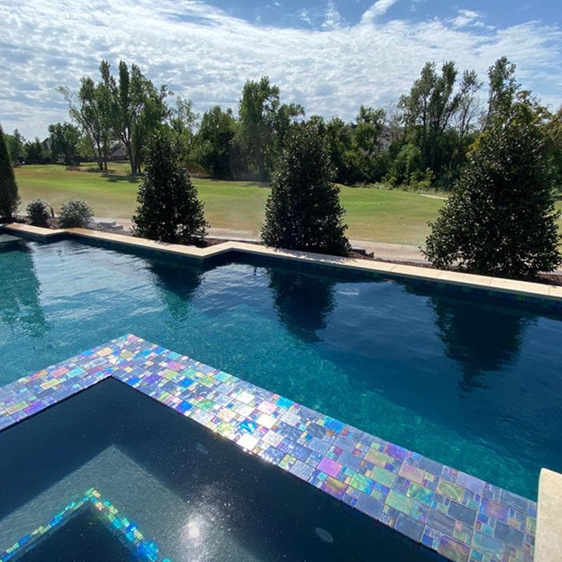 Avalon Gray Mixed Glass Mosaic 12"x12" Pool Tile - Image 3