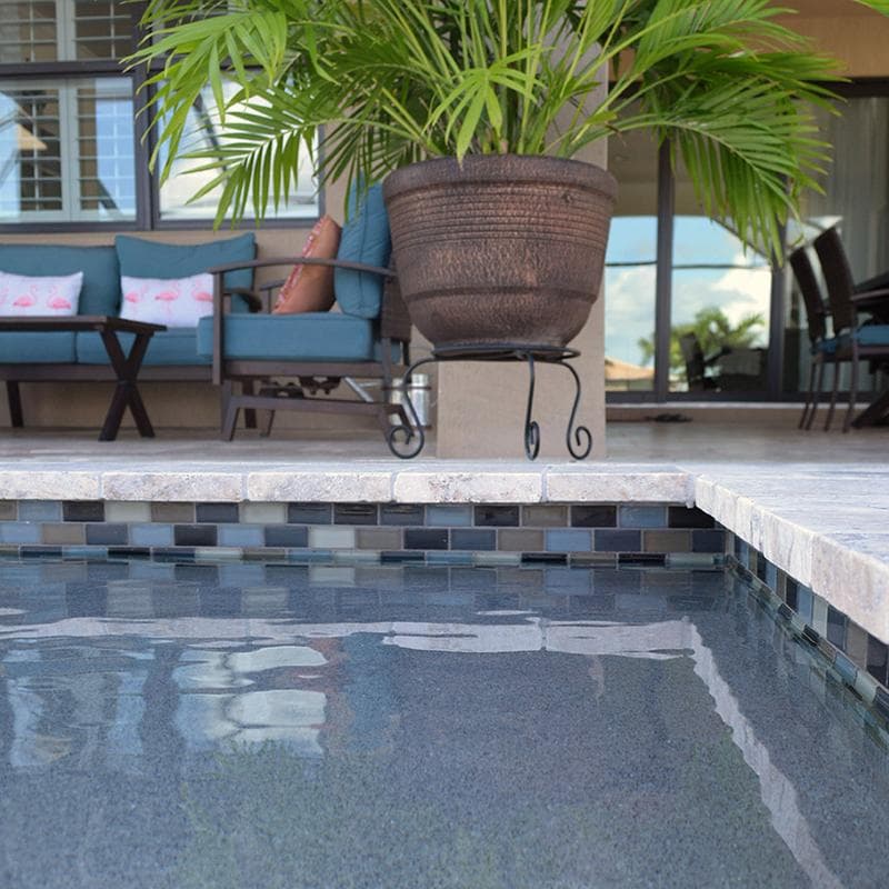 Crystal Black Charcoal Gray Taupe Blend 1x2 Glass Mosaic 12"x12" Pool Tile - Image 5