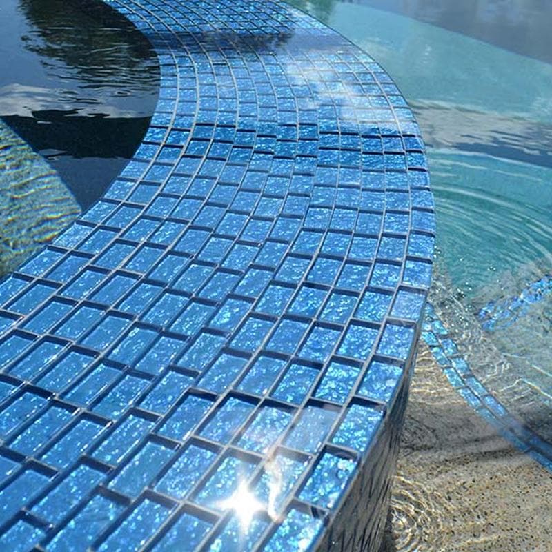 Galaxy Blue 1x2 Glass Mosaic 12"x12" Pool Tile - Image 8