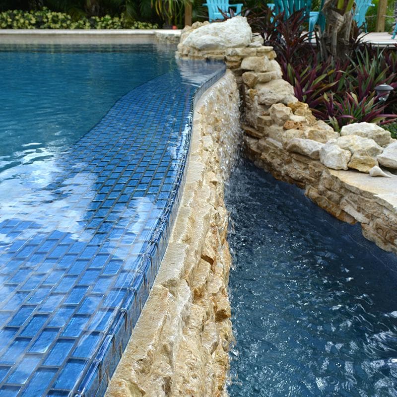 Galaxy Blue 1x2 Glass Mosaic 12"x12" Pool Tile - Image 7