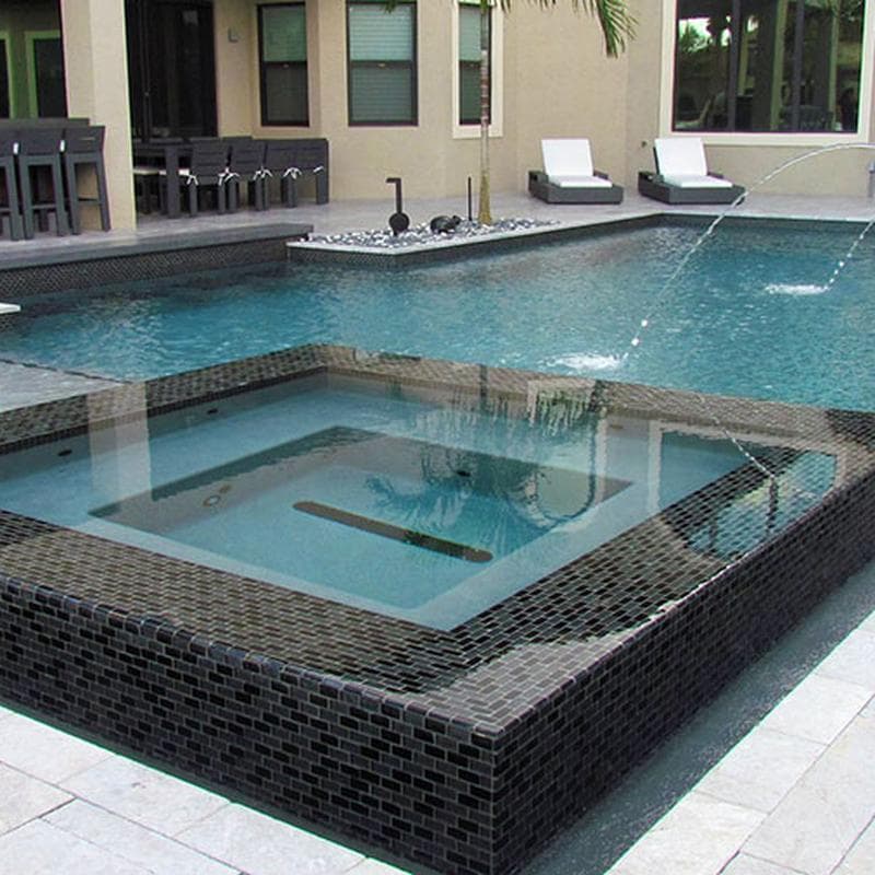 Galaxy Slate Blend 1x2 Glass Mosaic 12"x12" Pool Tile - Image 4