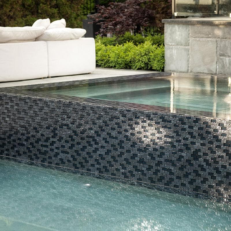 Galaxy Slate Blend 1x2 Glass Mosaic 12"x12" Pool Tile - Image 5