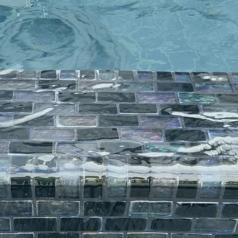 Galaxy Trim Slate Blend 1x2 Glass Bullnose Pool Tile (Covering 1 Linear Foot) - Image 2