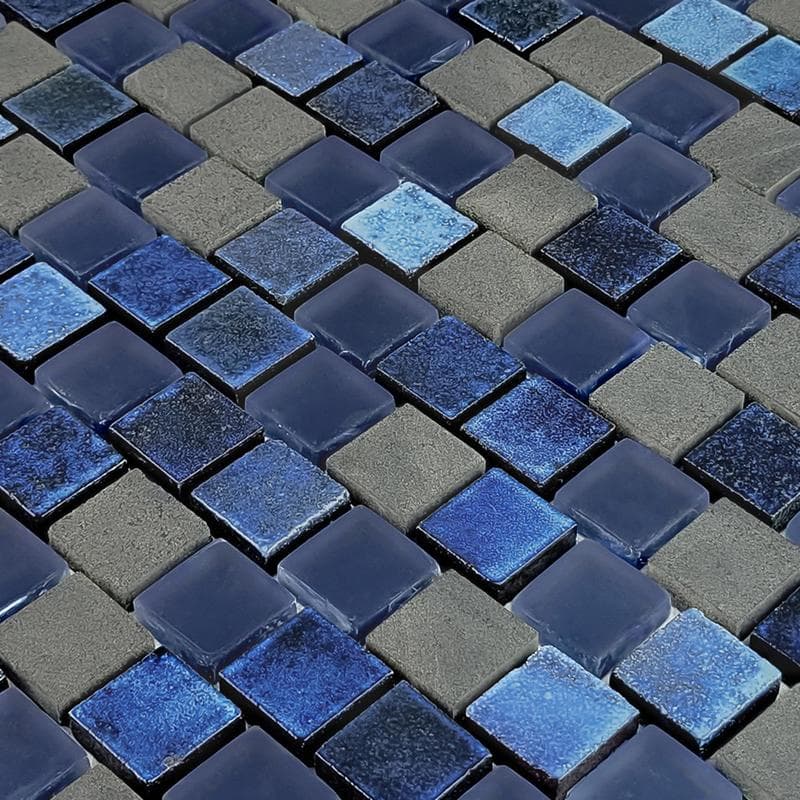 Lunar Dark Blue Blend 1x1 Glass Mosaic 12"x12" Pool Tile - Image 3