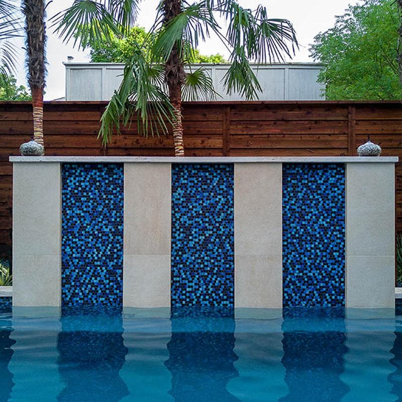 Lunar Dark Blue Blend 1x1 Glass Mosaic 12"x12" Pool Tile - Image 5