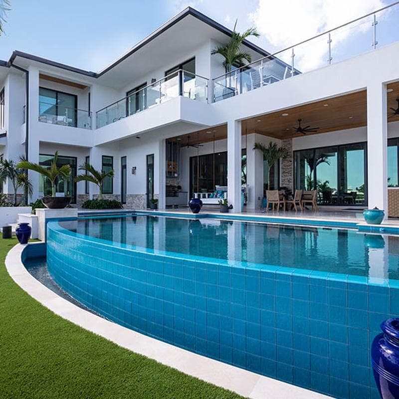 Moonscape Turquoise 6x6 Glass Pool Tile - Image 4